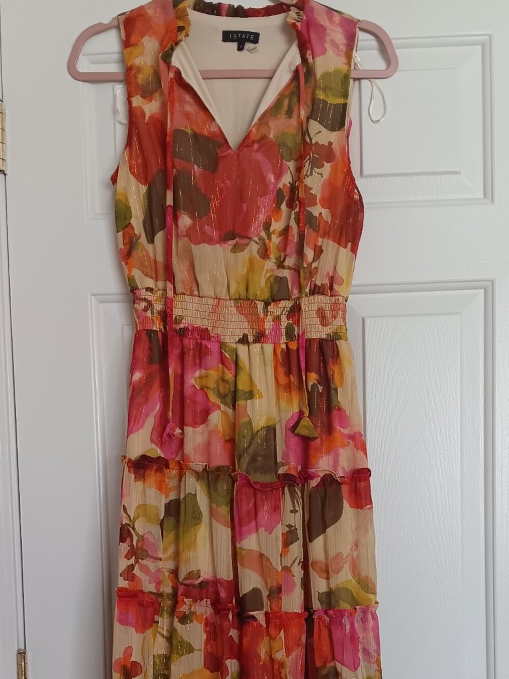 1. STATE sleevless floral tie-neck maxi dress NWT